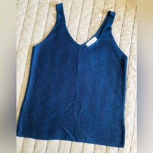 CJLA Blue Ribbed Sweater Tank Top
